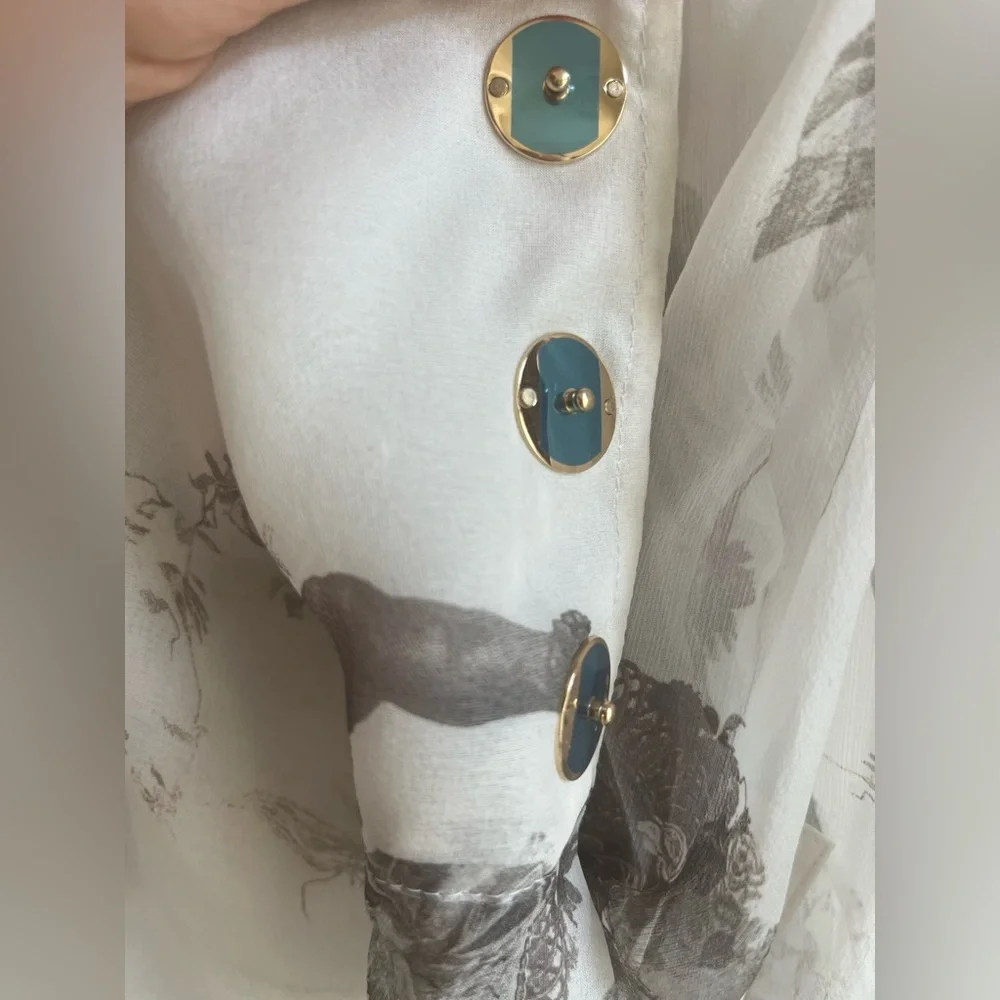 BURBERRY Amelie Bow neck Angel print Mulberry silk sheer long sleeve blouse - Picture 11 of 17